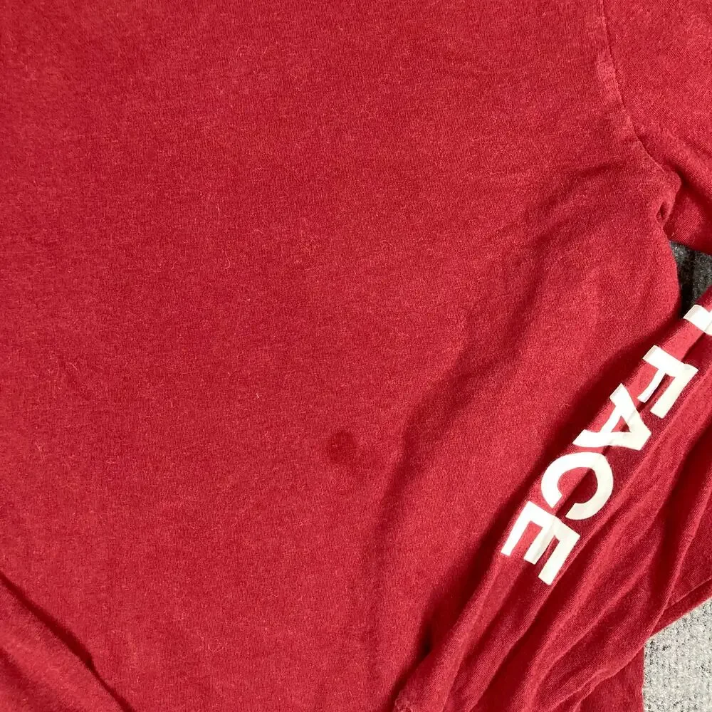 The North Face T‎ Shirt Mens S Red Long Sleeve Logo Graphic Casual